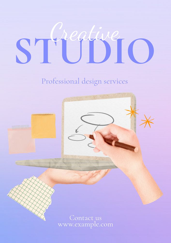 Creative studio  poster template, editable text and design