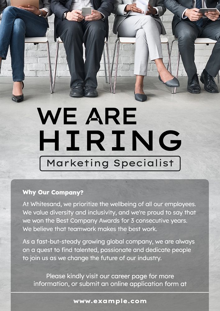 We're hiring poster template, editable text and design