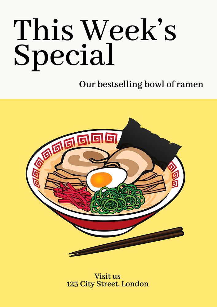 Ramen food  poster template, editable text and design