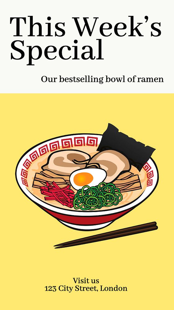 Ramen food  Instagram story template, editable text