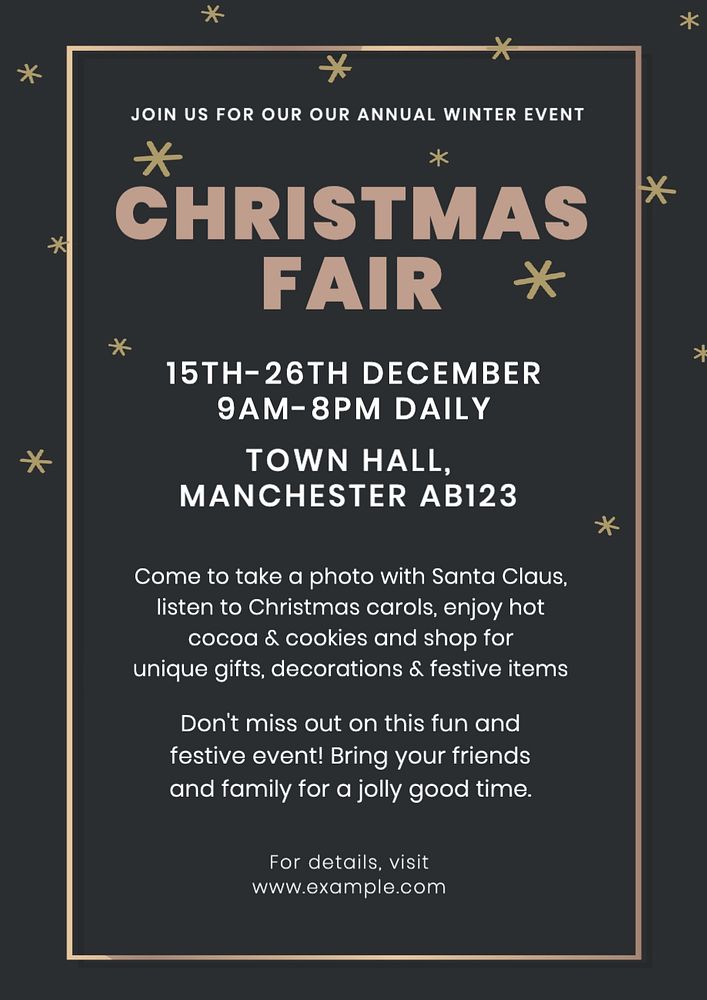 Christmas fair poster template, editable text and design