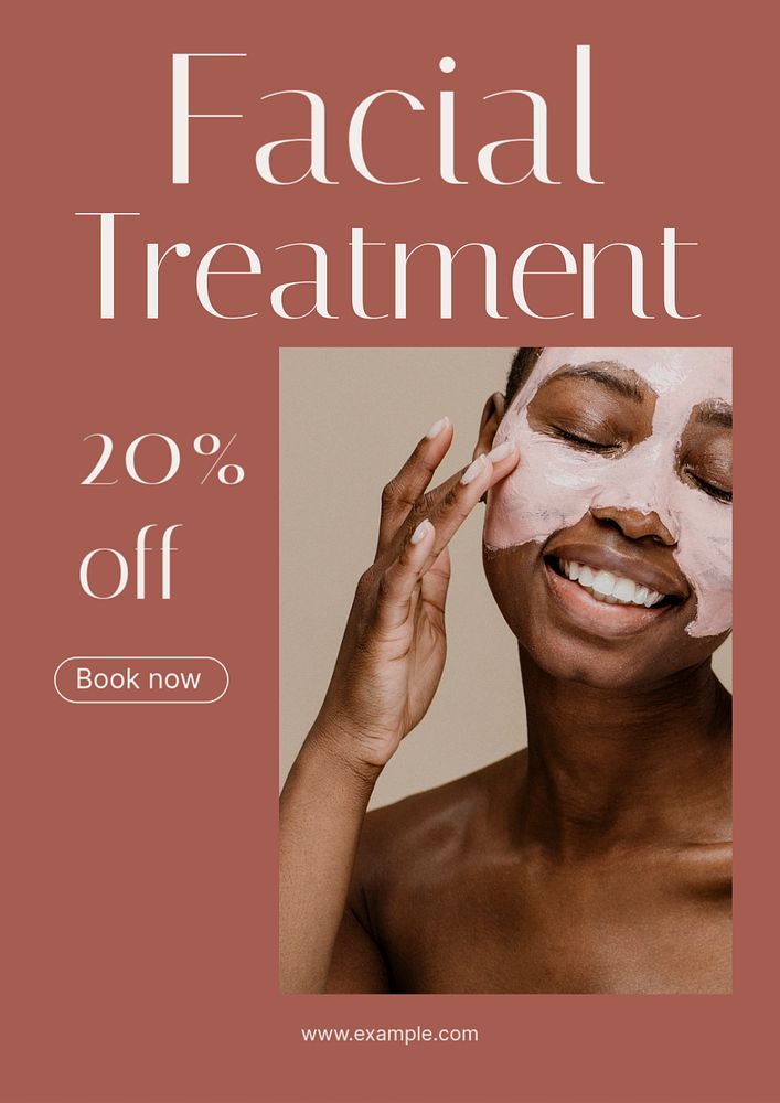 Facial treatment poster template, editable text and design