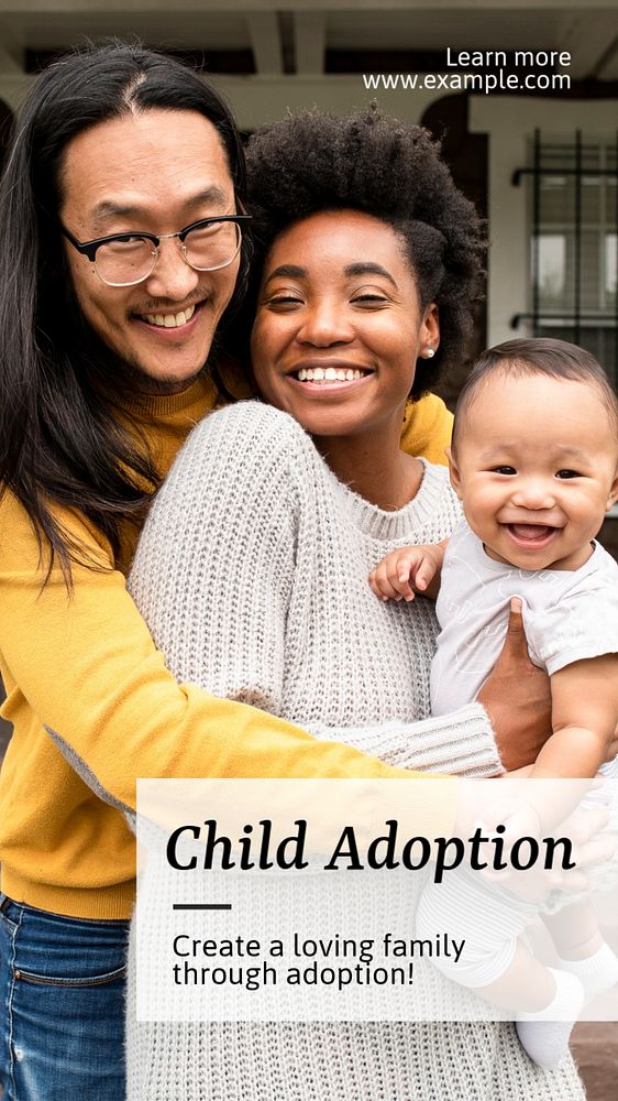 Child adoption  Instagram story template, editable text