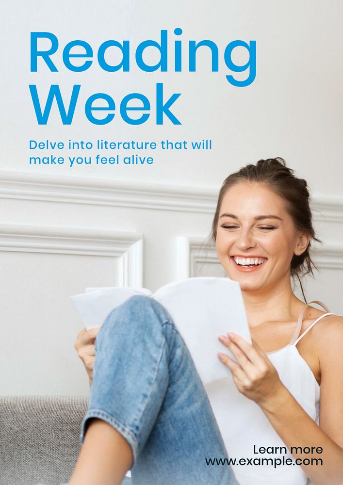 Reading week poster template, editable text and design