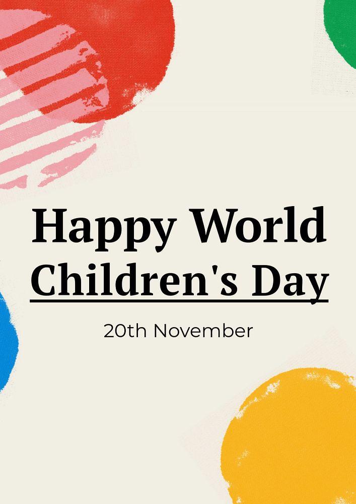 Happy children's day poster template, editable text and design