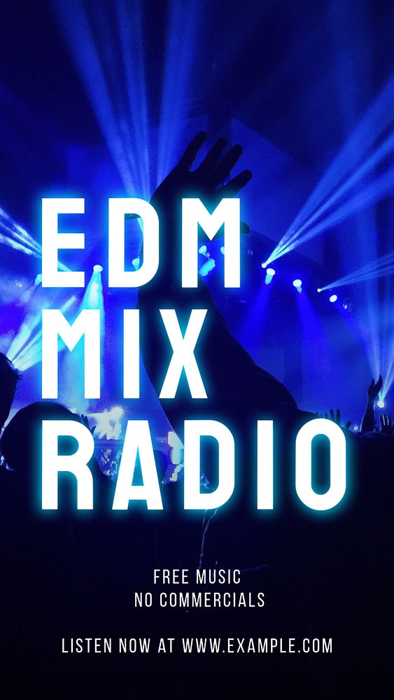 EDM radio Instagram story template, editable text