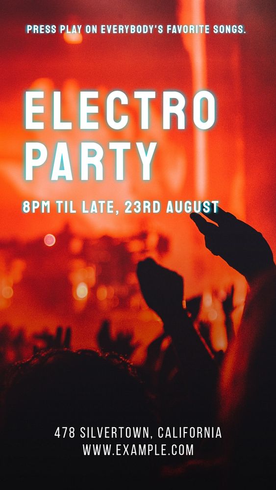 Electro party Instagram story template, editable text