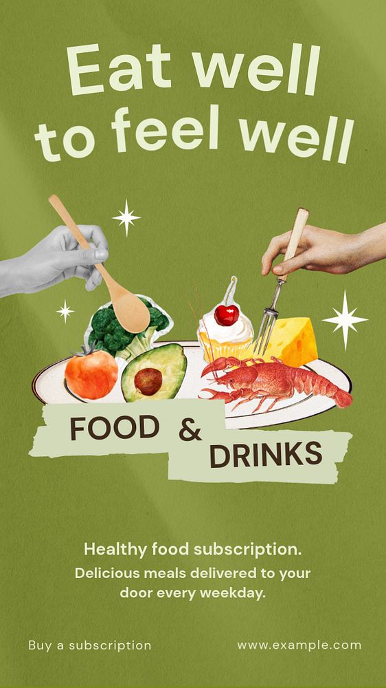 Food & drinks  Instagram story template, editable text