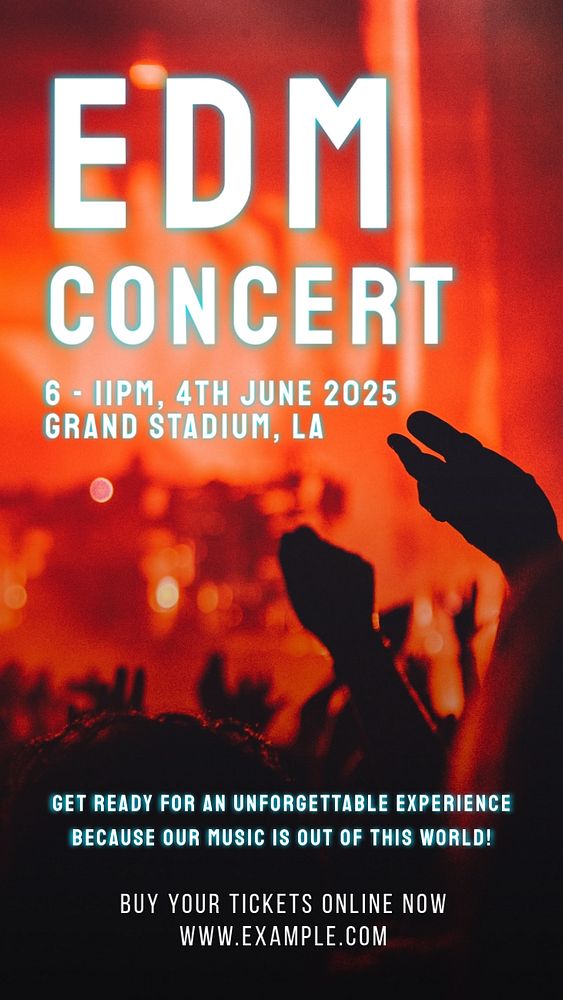 EDM concert Instagram story template, editable text