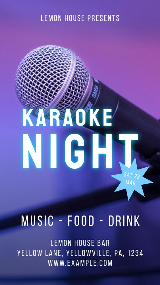 Karaoke night  Instagram story template, editable text