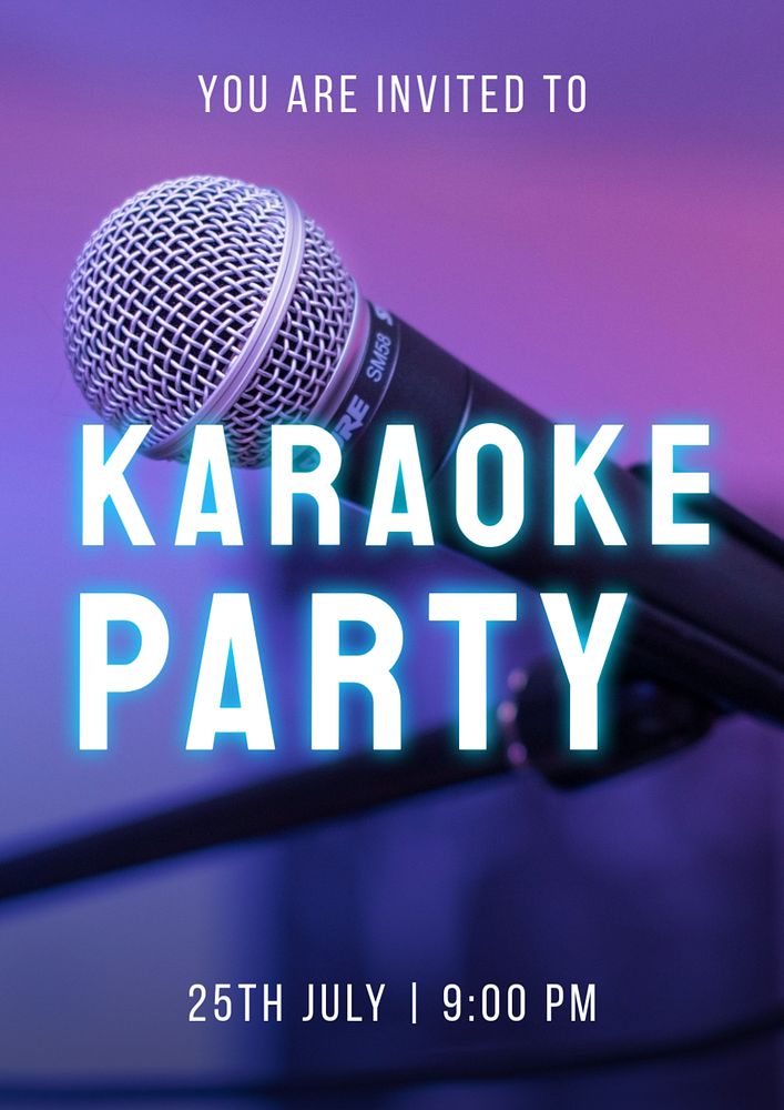 Karaoke party  poster template, editable text and design