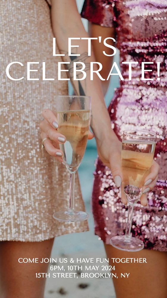 Let's celebrate! Instagram story template, editable text