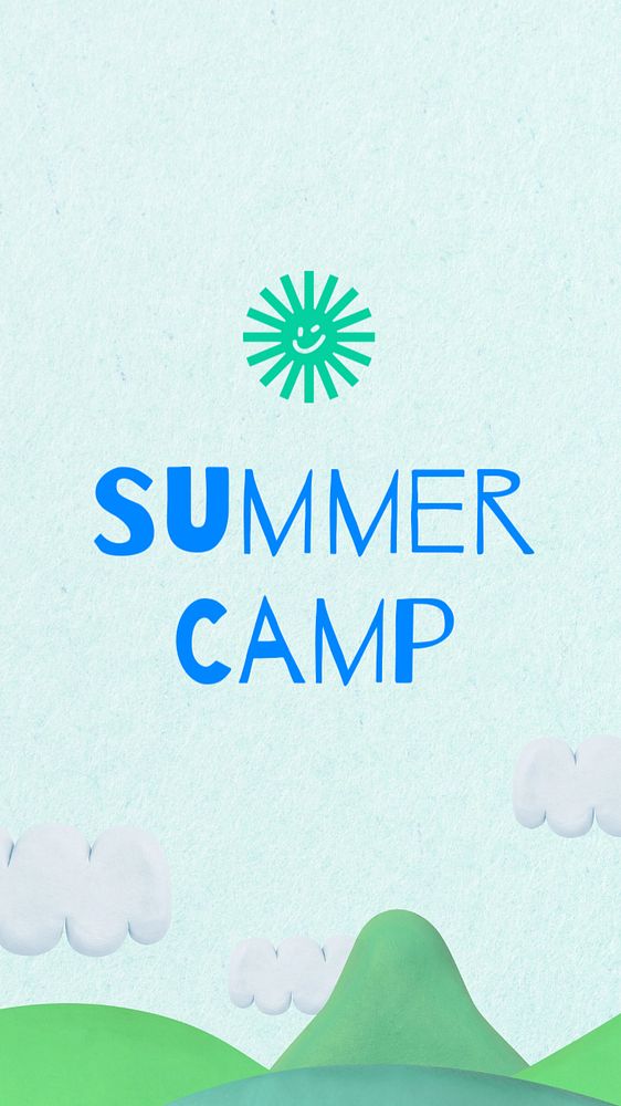 Summer camp Instagram story template, editable text