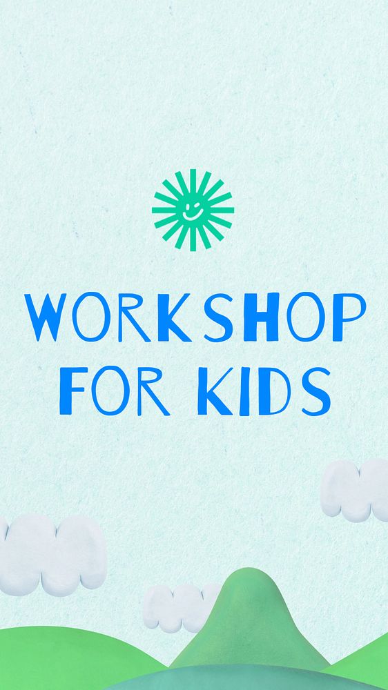 Workshop for kids Instagram story template, editable text