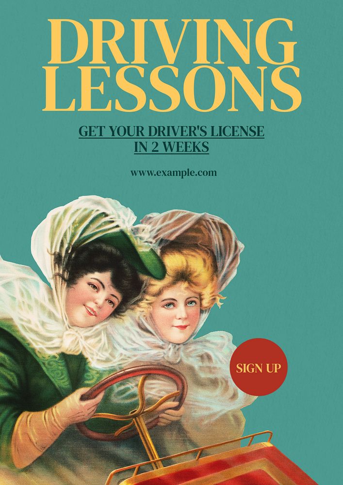 Driving lessons  poster template, editable text and design