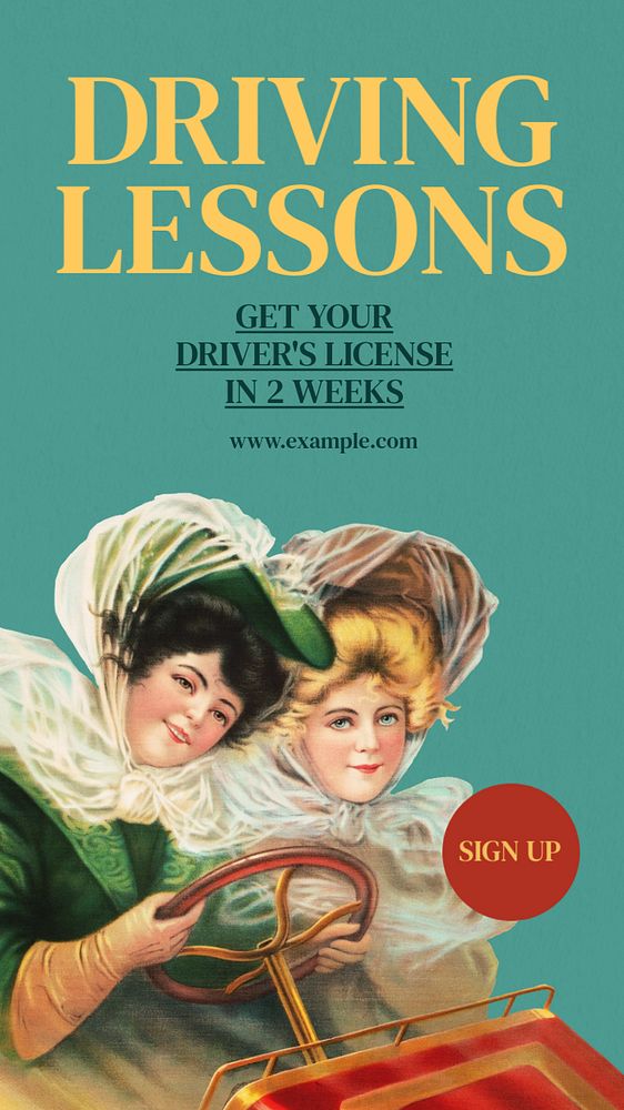 Driving lessons  Instagram story template, editable text