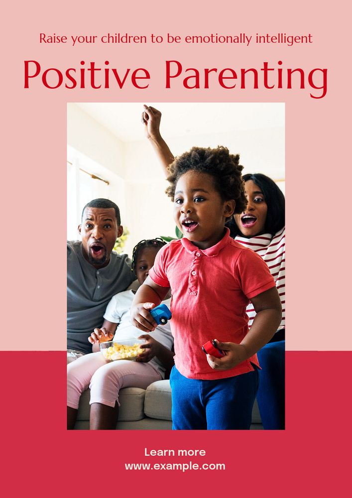 Positive parenting  poster template, editable text and design