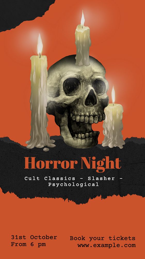 Horror night Instagram story template, editable text