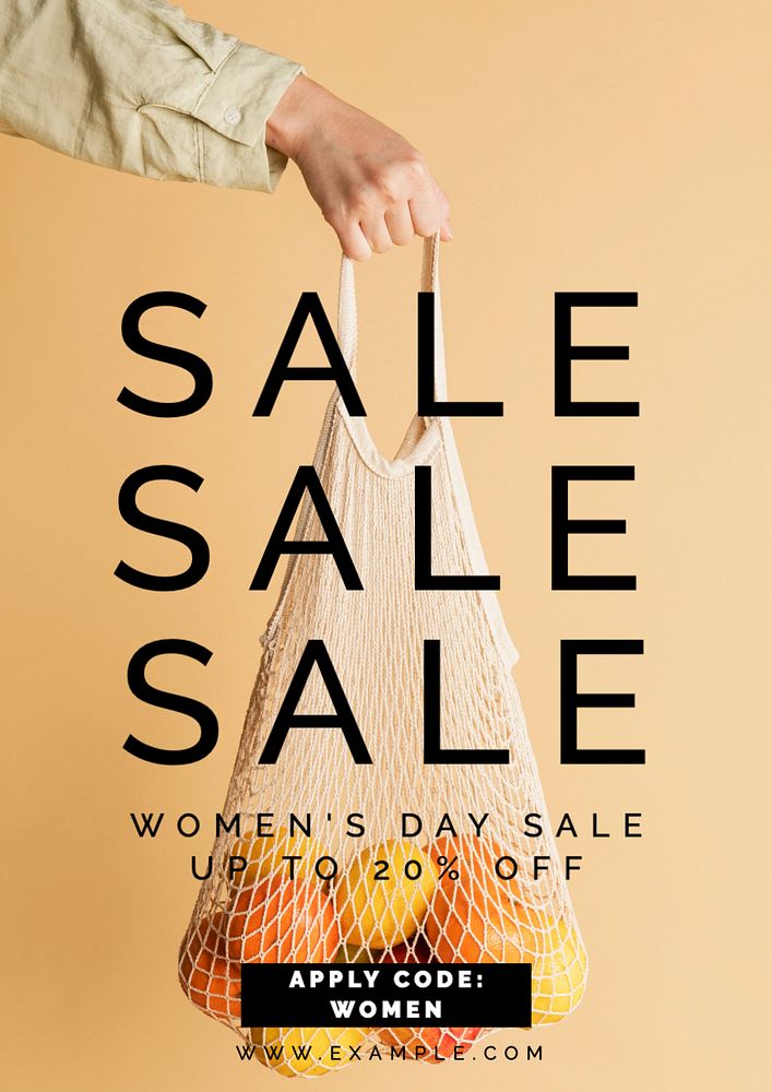 Women's day sale poster template, editable text and design