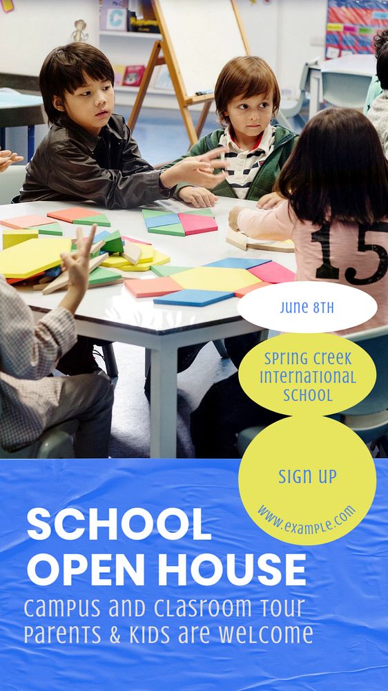 School open house  Instagram story template, editable text