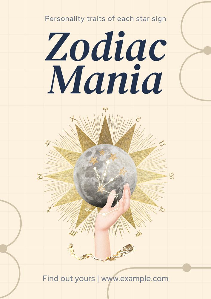 Zodiac personality poster template, editable text and design