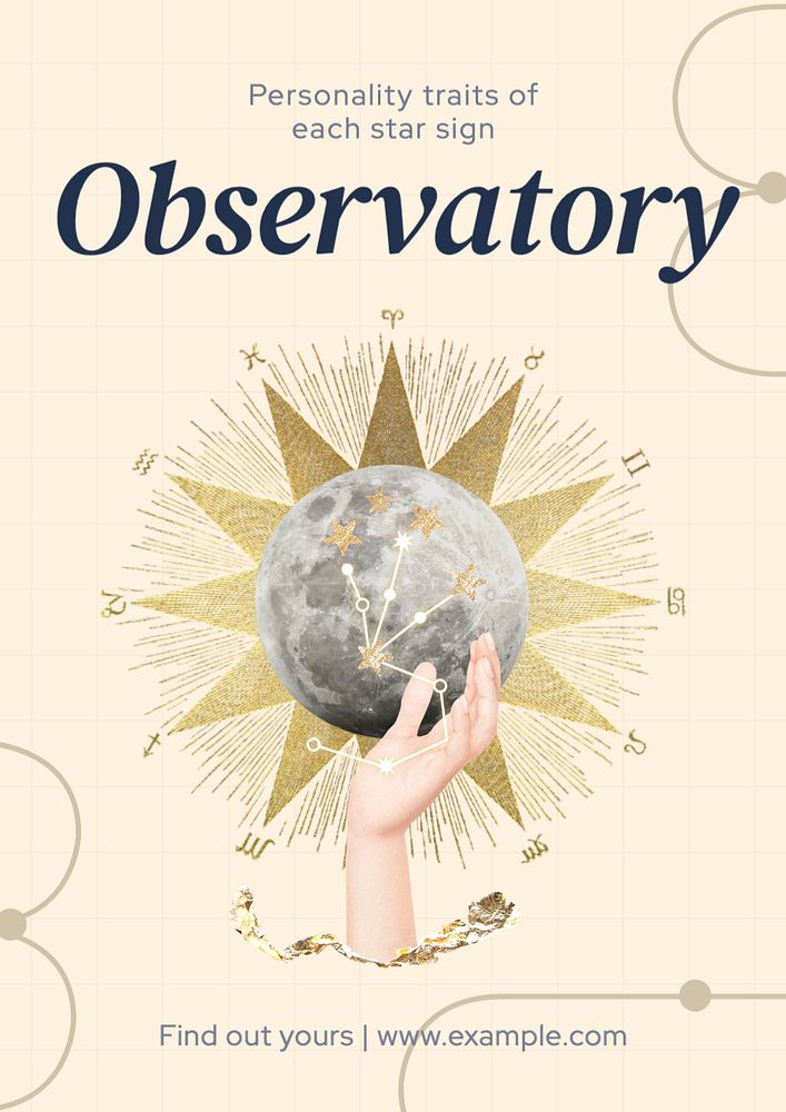 Observatory poster template, editable text and design