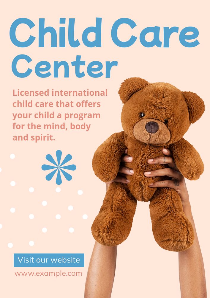 Child care center  poster template, editable text and design