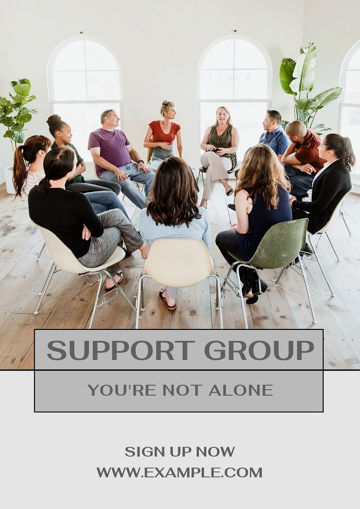 Emotional support group  poster template, editable text and design