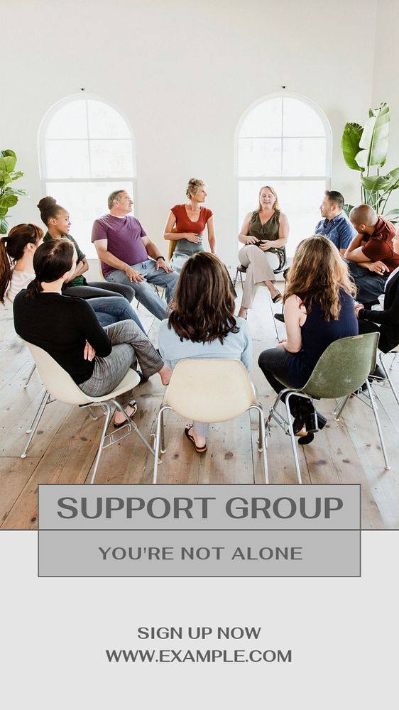 Emotional support group  Instagram story template, editable text