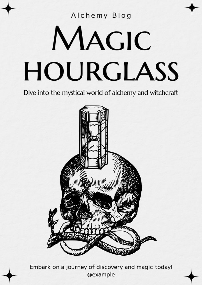 Magic hourglass poster template, editable text and design