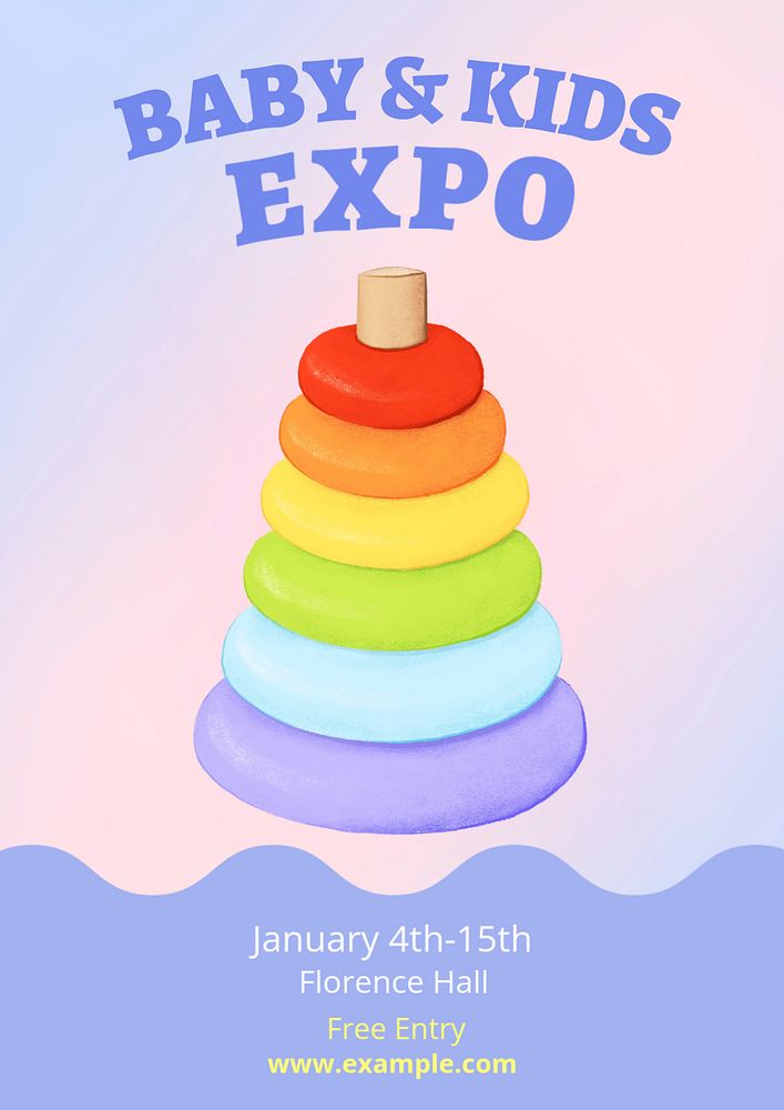 Baby & kids expo  poster template, editable text and design