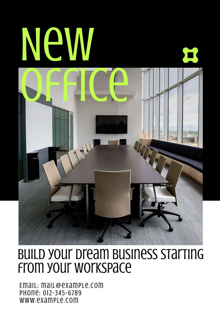 New office  poster template, editable text and design