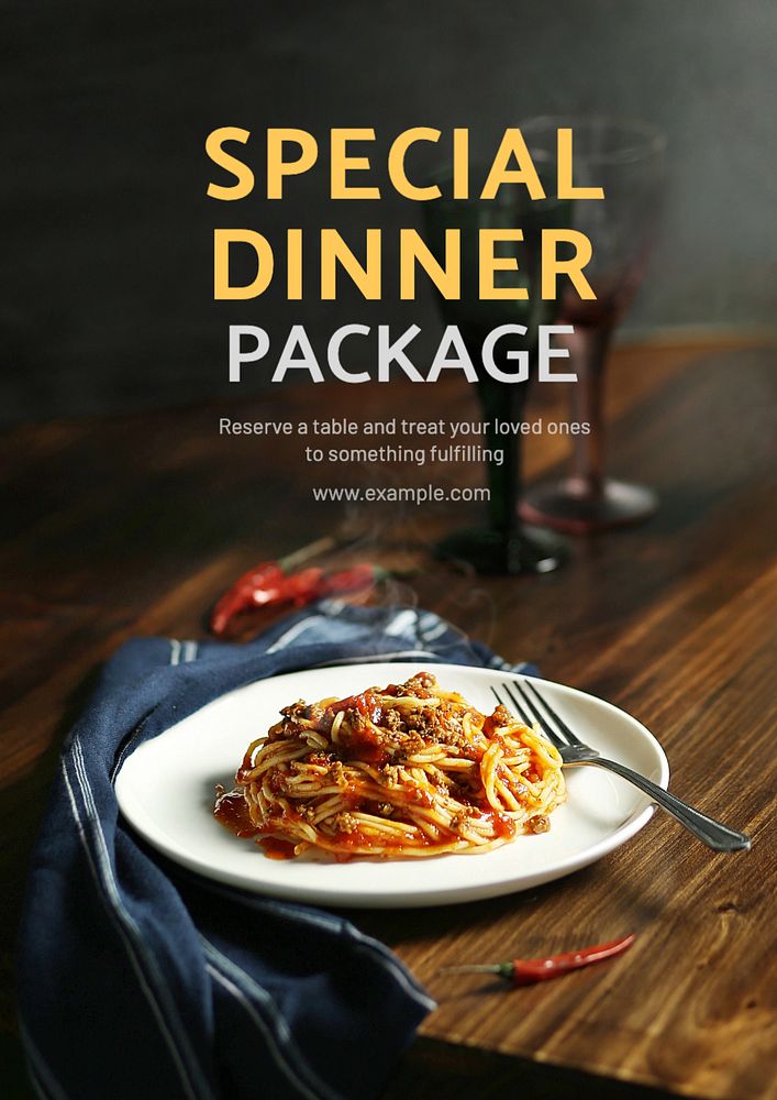 Special dinner restaurant poster template, editable text and design