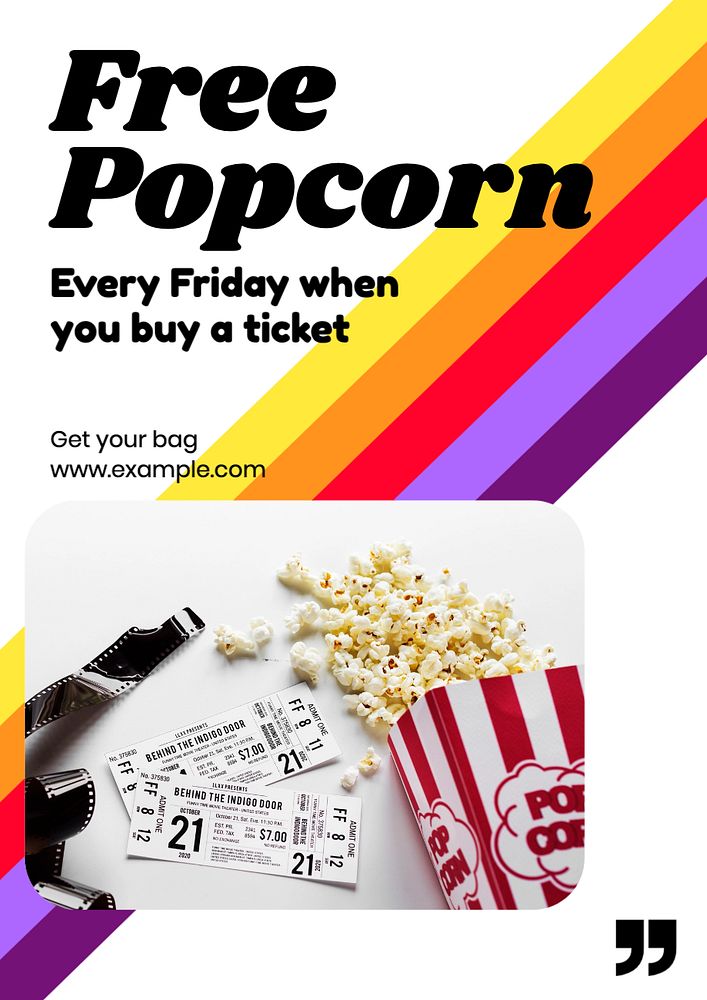 Free popcorn poster template, editable text and design