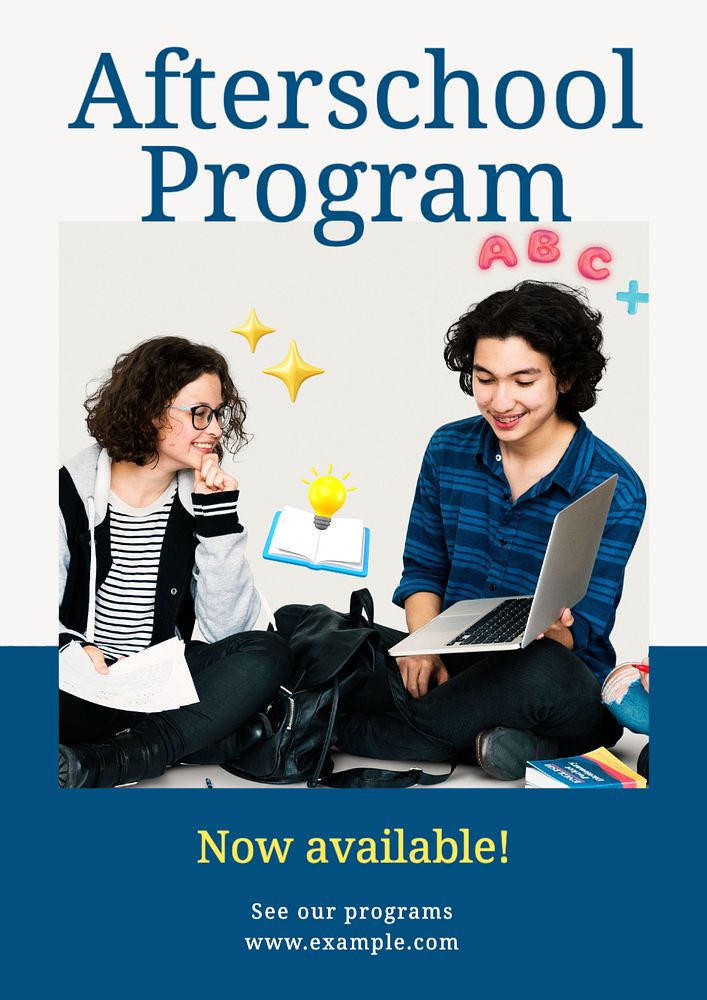 Afterschool program  poster template, editable text and design