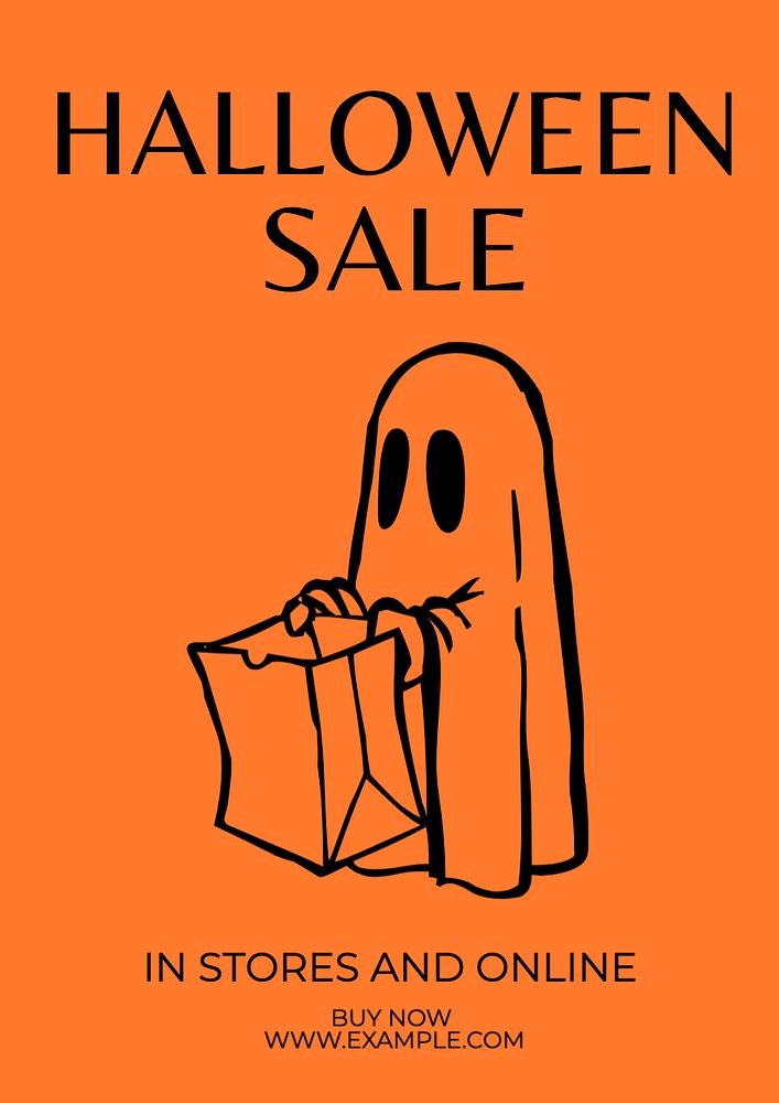 Halloween sale poster template, editable text and design