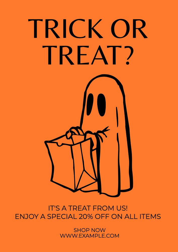 Trick or treat poster template, editable text and design