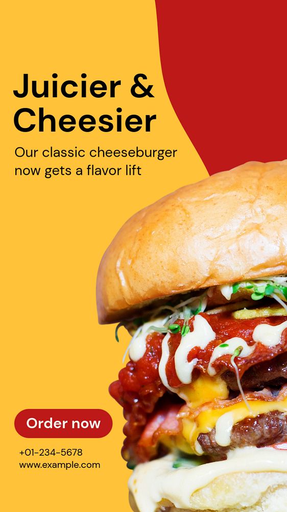 Cheeseburger shop  Instagram story template, editable text