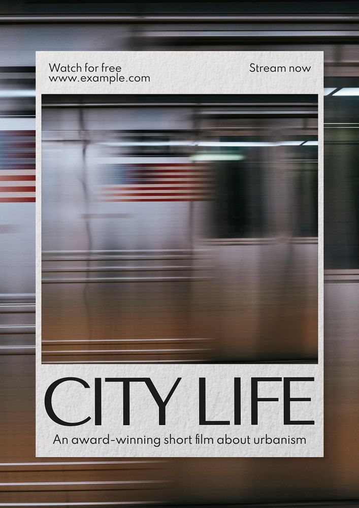 City life film poster template, editable text and design