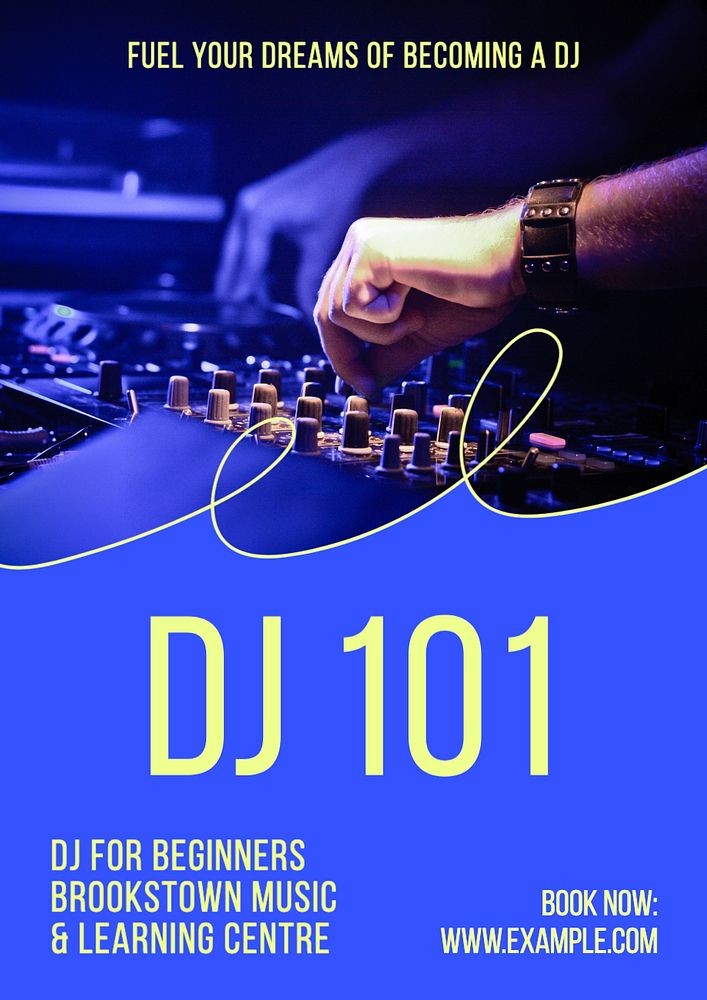 DJ workshop poster template, editable text and design