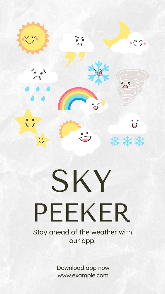 Sky peeker Instagram story template, editable text