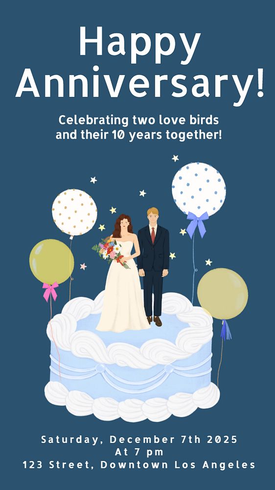 Happy anniversary Instagram story template, editable text