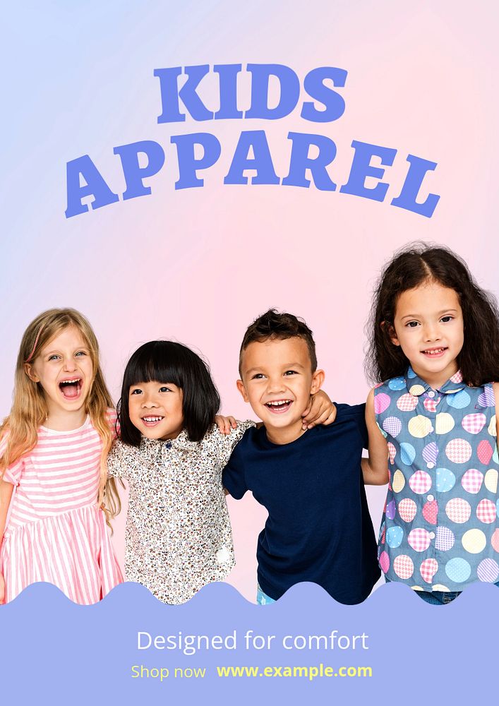 Kids apparel  poster template, editable text and design