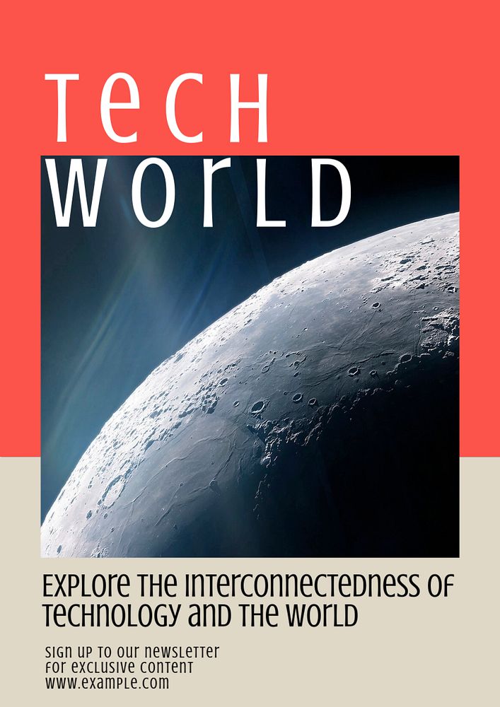 Tech world  poster template, editable text and design