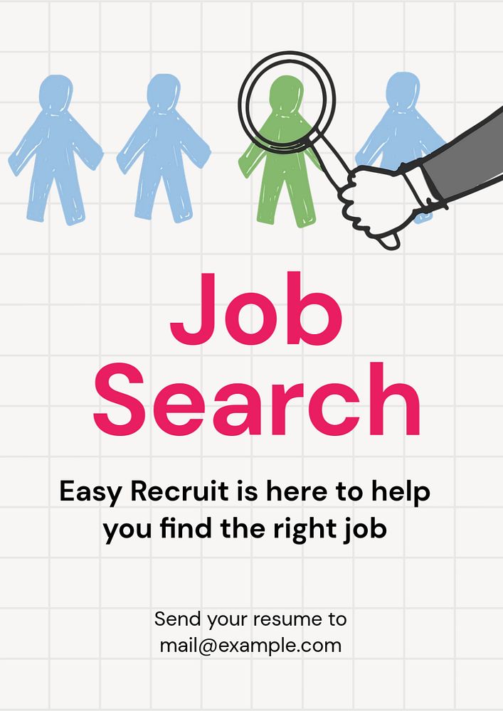 Job search  poster template, editable text and design