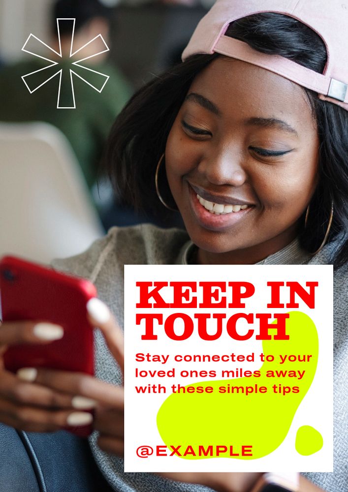 Keep in touch  poster template, editable text and design