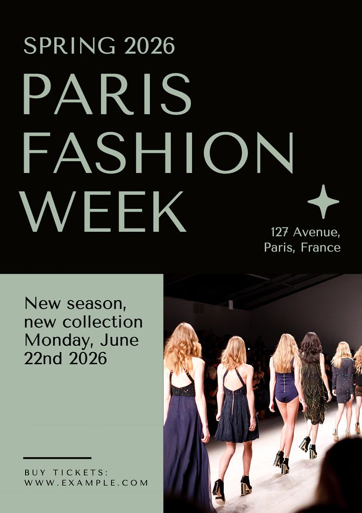 Paris fashion week poster template, editable text and design