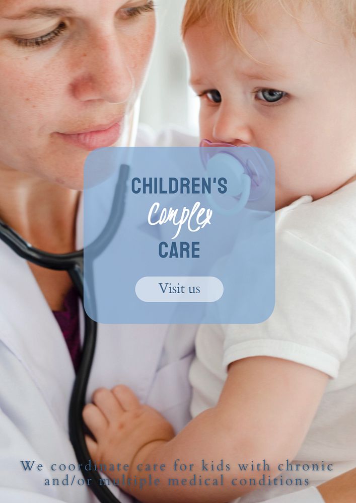 Children's complex care poster template, editable text and design