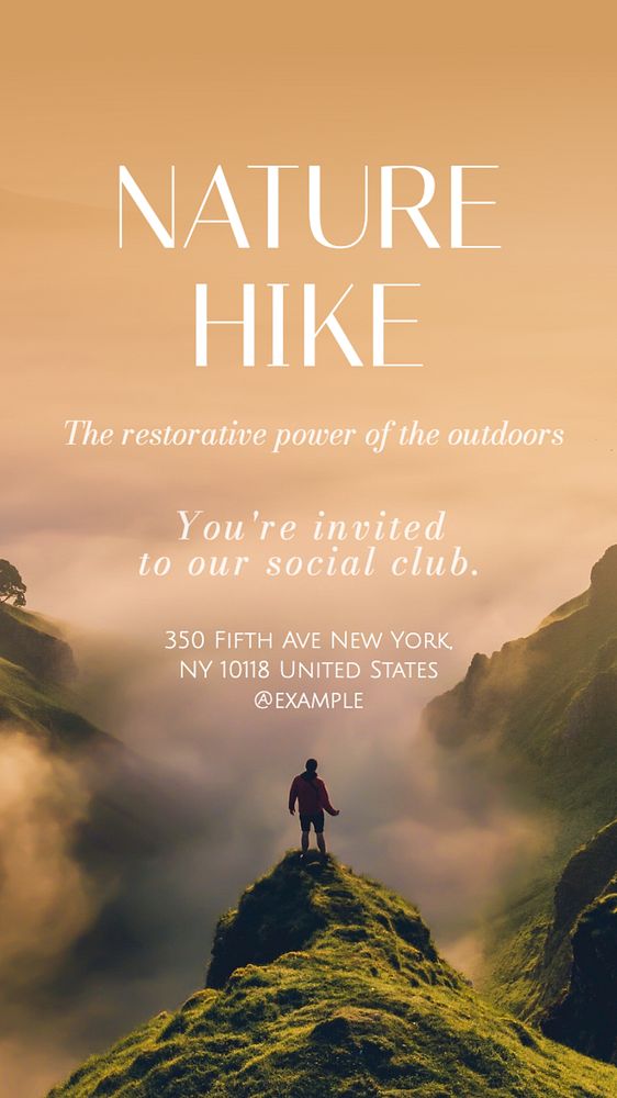 Nature hike Instagram story template, editable text