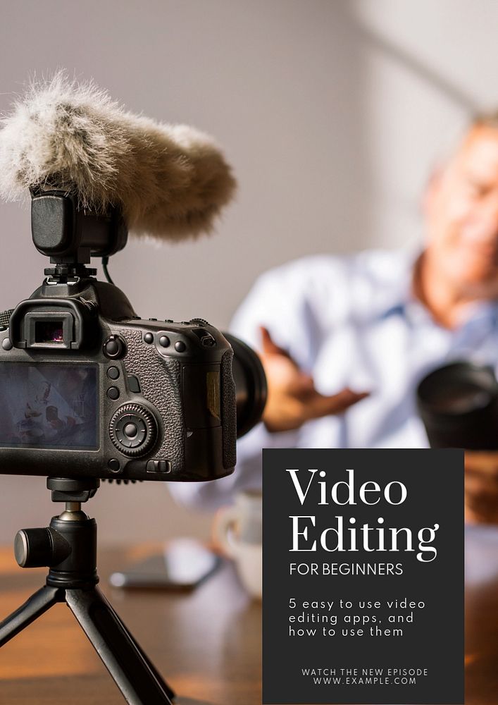 Video editing  poster template, editable text and design